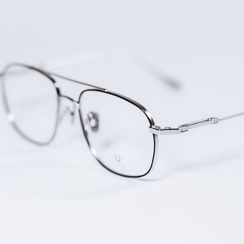 Knouun Square titanium glasses CODE. 102. G Silver
