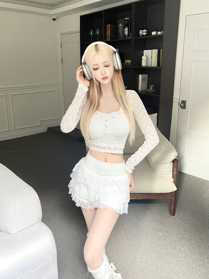 Angel lace top set (3color)