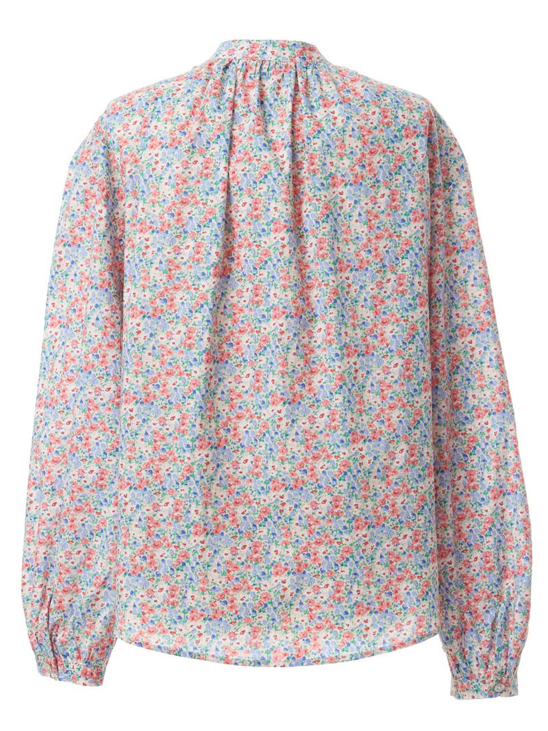 HENRY NECK SHIRRING BLOUSE_FLOWER