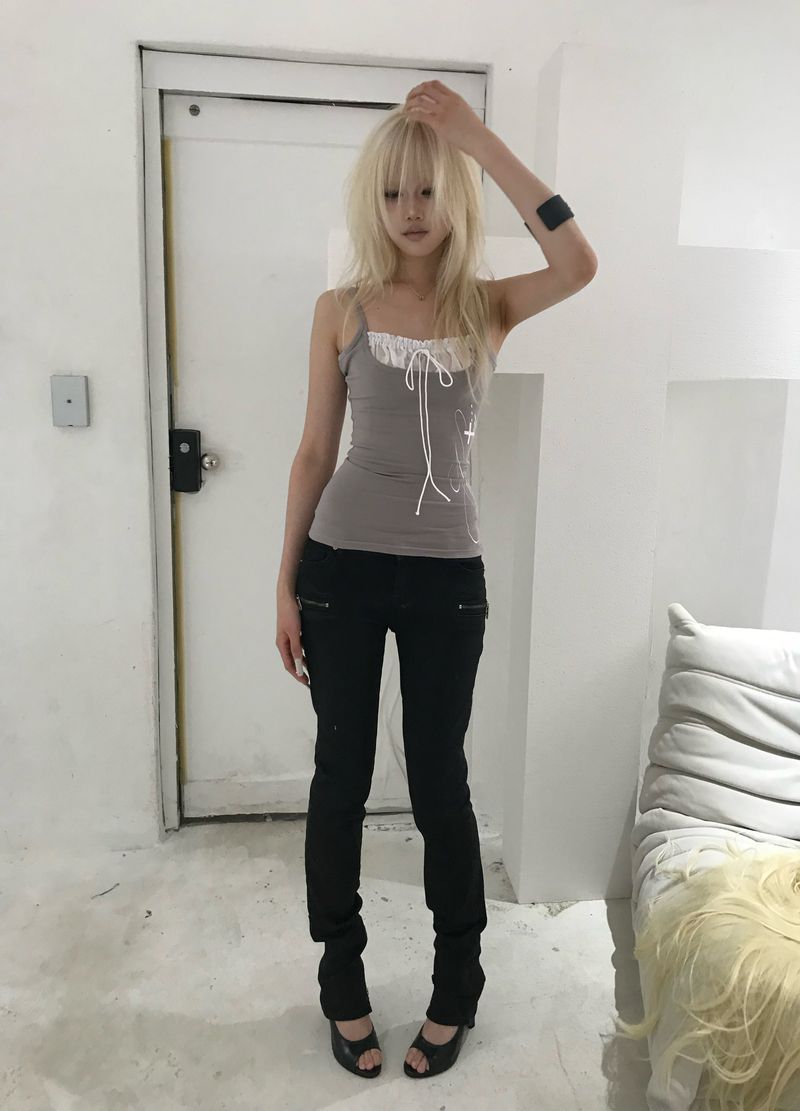 STRING SHIRRING SLEEVELESS(DUSTY PURPLE)