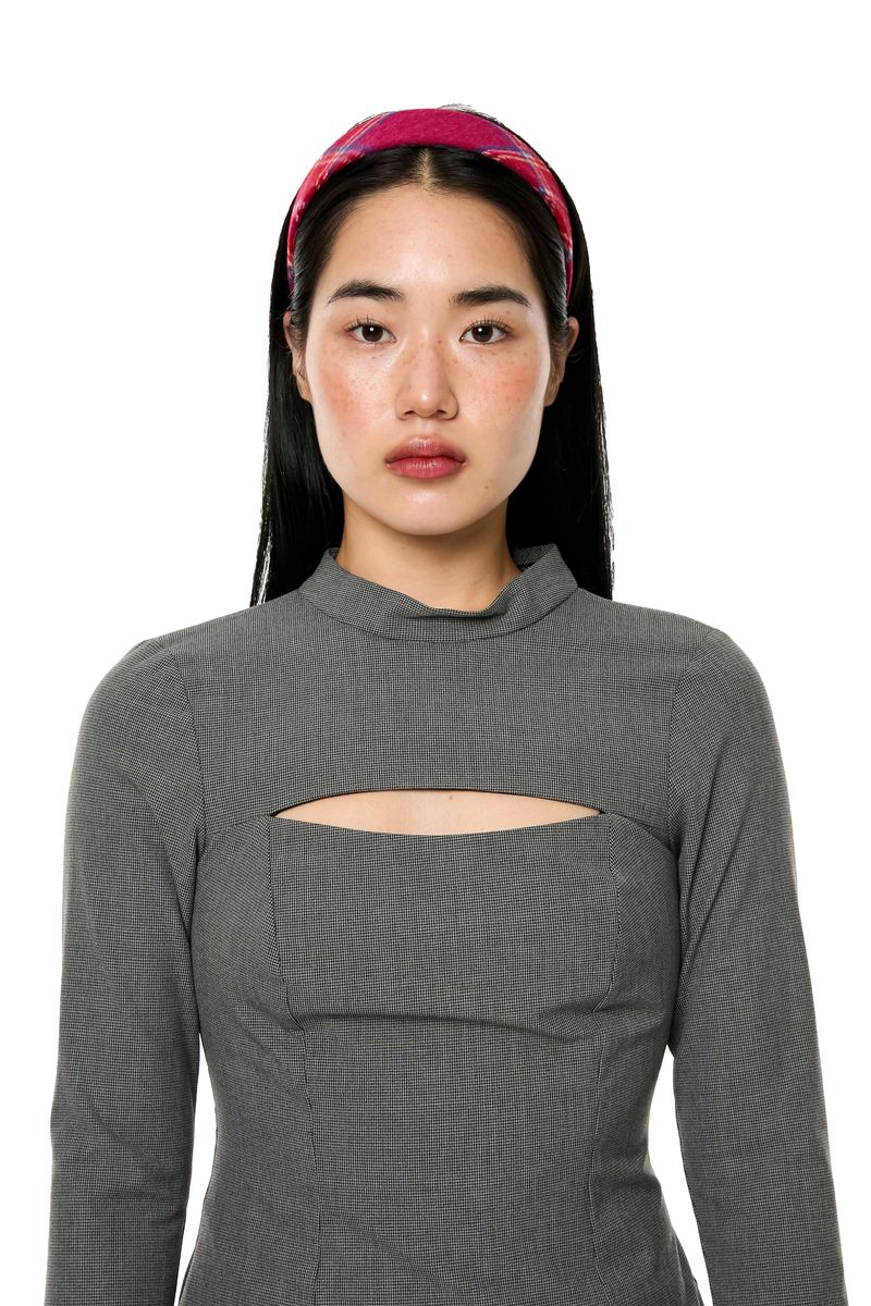 CHECK HAIR BAND / GREY