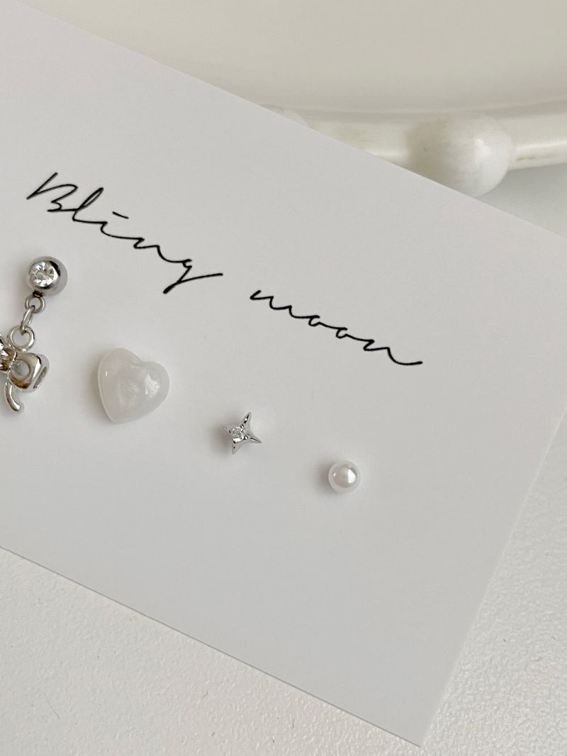 [4 set] ballet ribbon pearl piercing set
