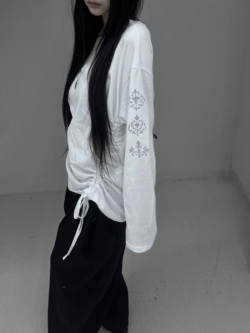 tattoo shirring long sleeve T (2color)