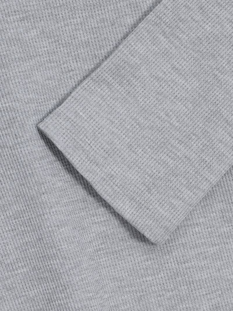 Waffle Henley neck long sleeve