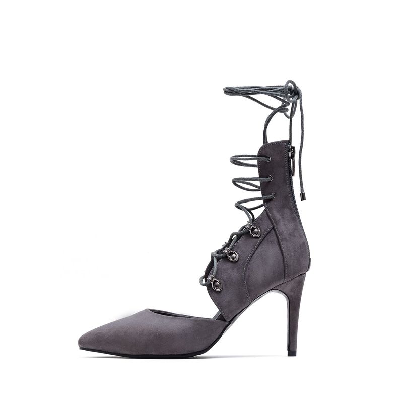 SSIMEEZ（シミズ）の「Suede Lace-Up Stiletto Heel(Gray)（Shoes）」