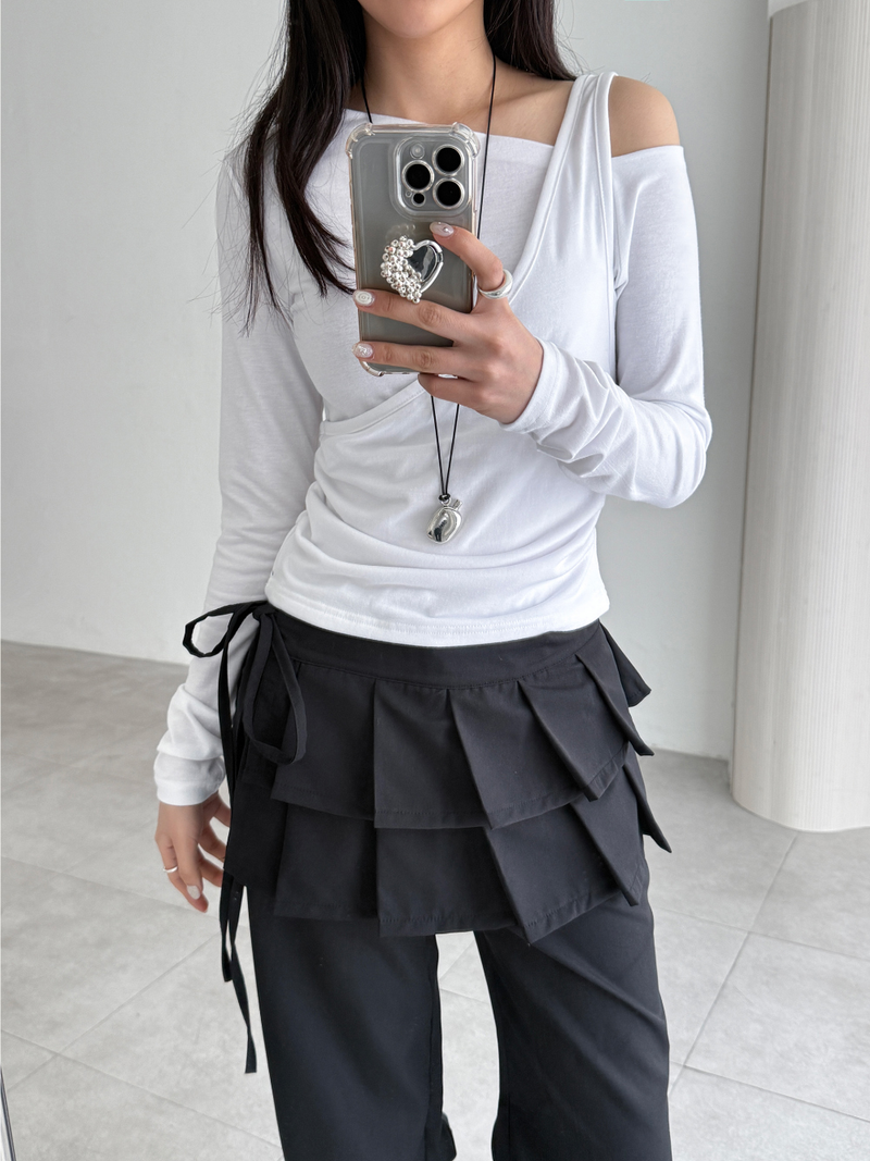 pleated wrap skirt pants (2color)