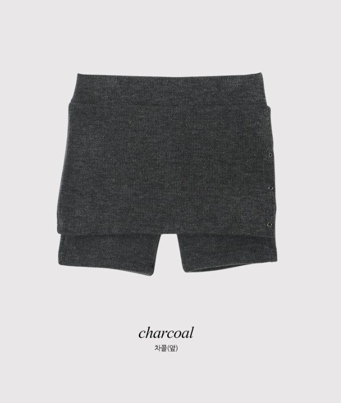 Slit Layered Knit Skirt Pants (2color)