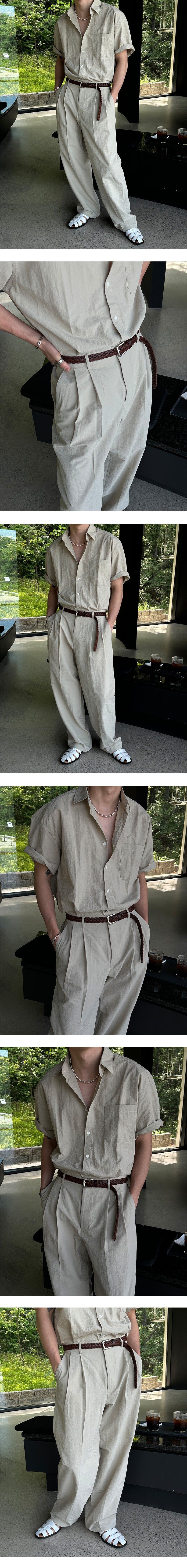 [SET UP Available] Nylon semi wide pants (4color)