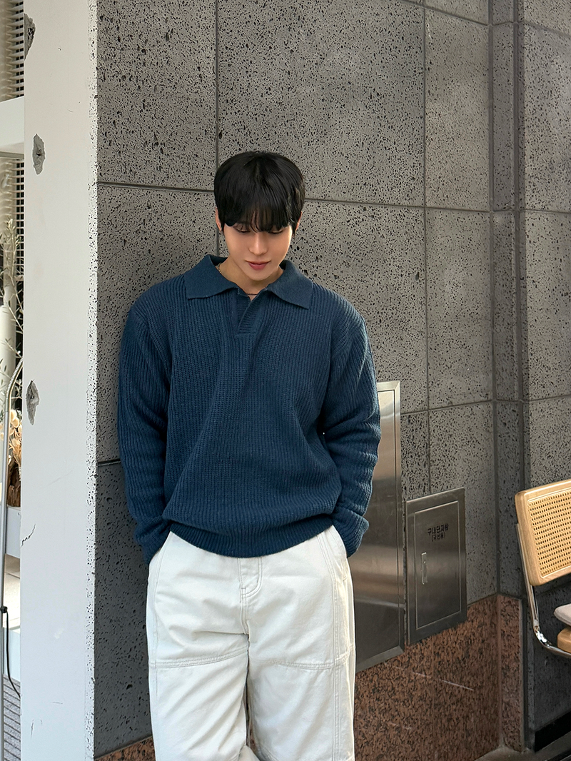 Open collar hachi knit