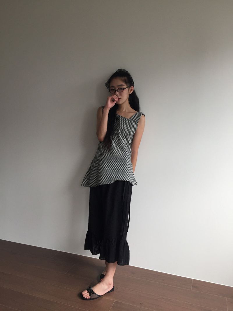 Mesh Ribbon Slipper Sandals (1color)