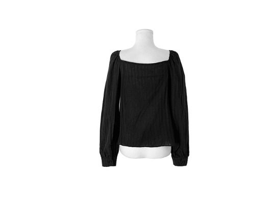 Murun Ribbon Strap Shirring Long Sleeve Blouse