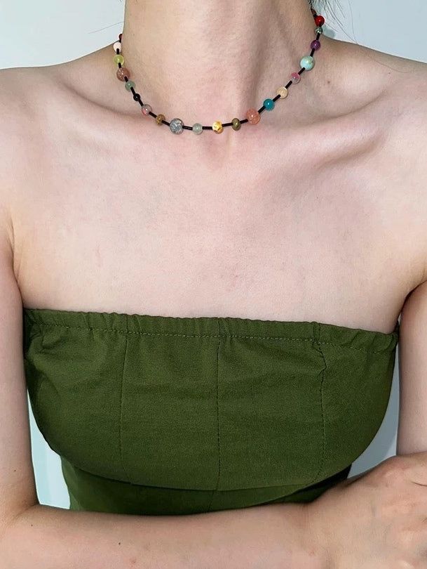 Mixed color gemstone necklace