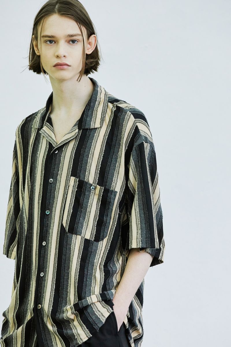 airo grunge stripe jersey shirt brown