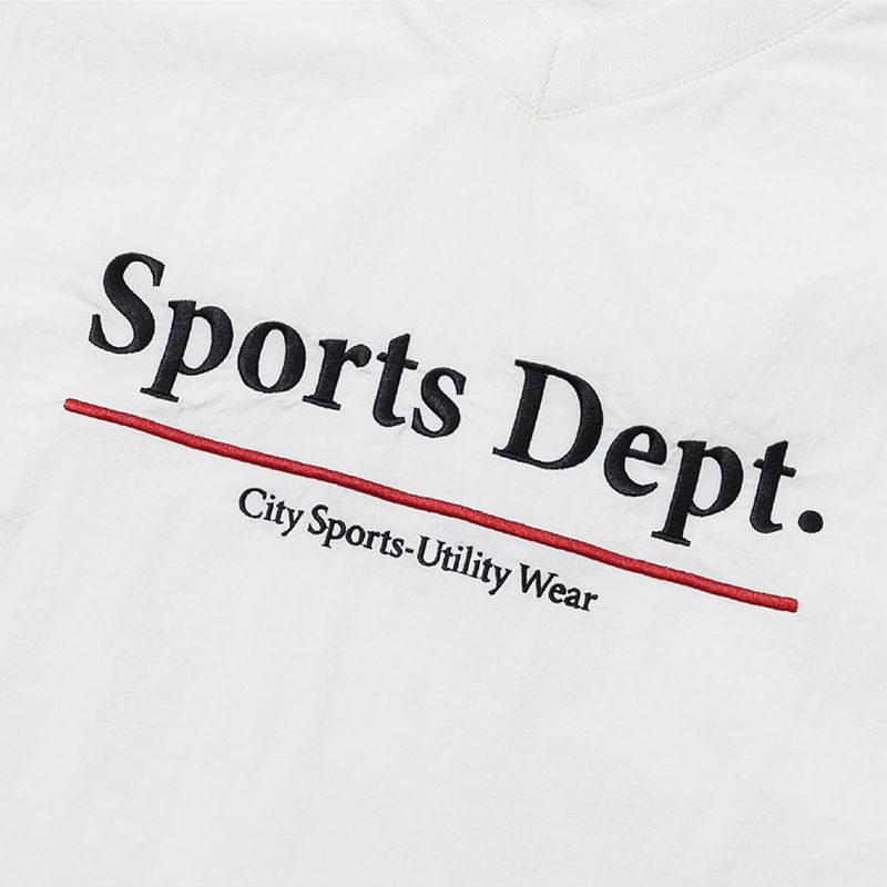 Sports Dept Logo Piping Nylon Pullover - White
