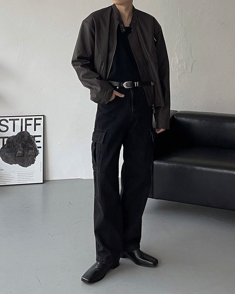 EN Black Denim Cargo Pants (S ~ L)