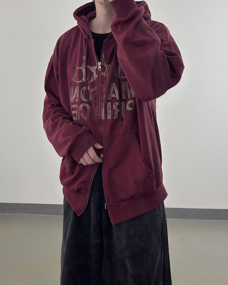Dakel Vintage Graphic Zip-Up Hoodie
