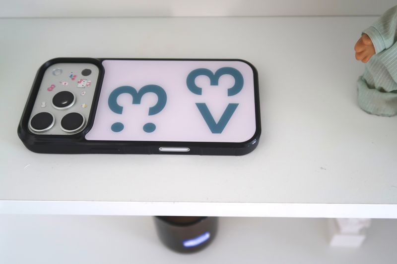 [MADE] Number 3 emoji case + card slot  (Vintage pink)