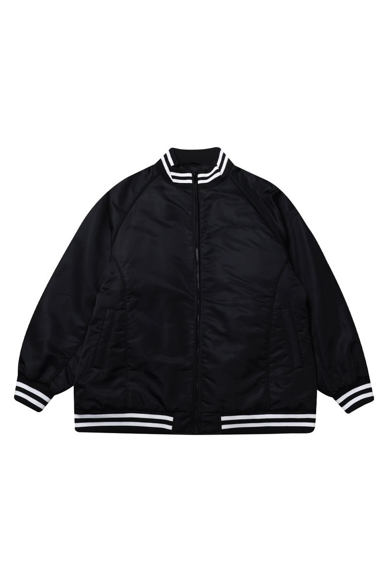 BOLD LOGO LONG VARSITY JACKET_BLACK