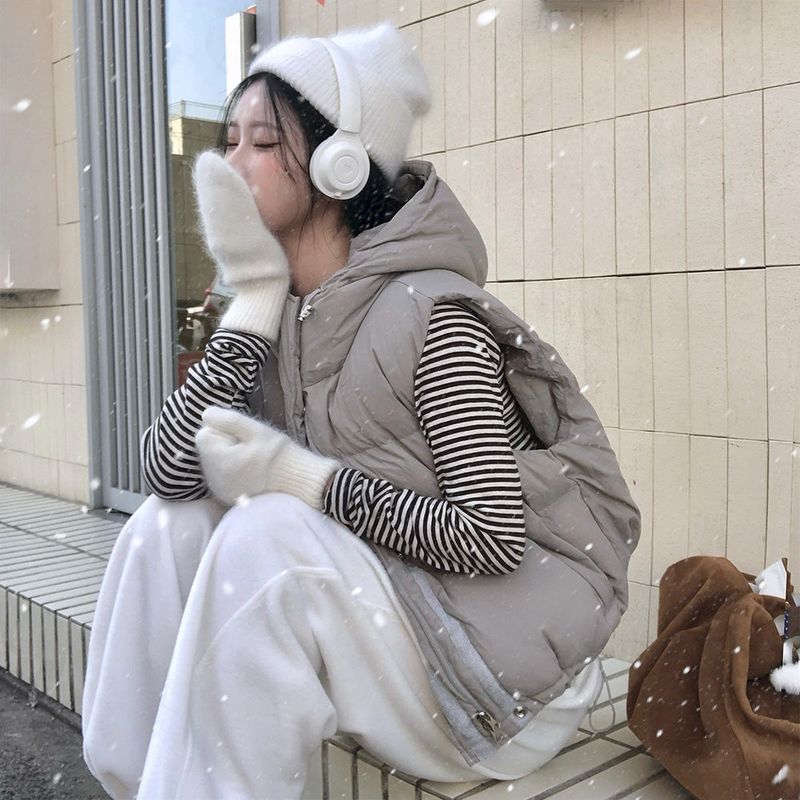 [BELLIDE MADE] Hooded string down vest