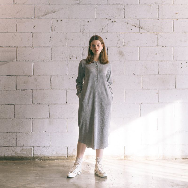 Patchwork Waffle Onepiece] Grey