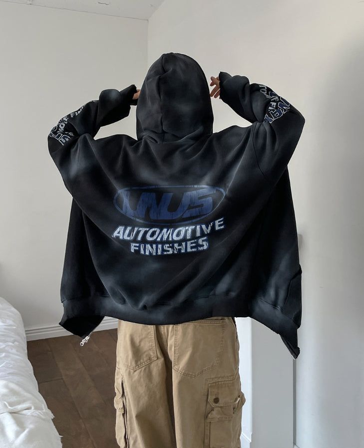 Motif Dirty Printing Hood Zip Up