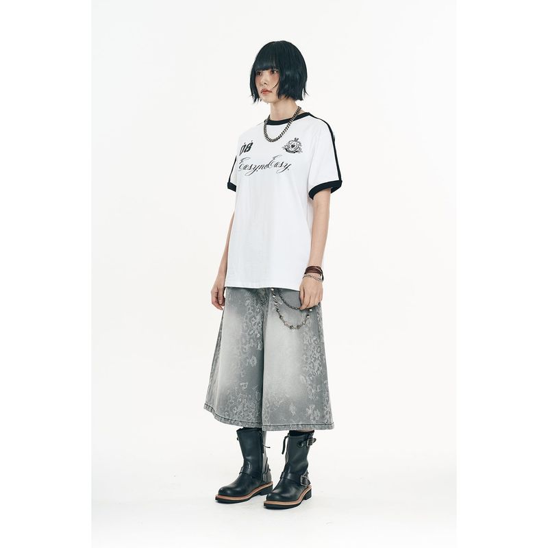 EASY NO EASY(イージーノーイージー)の「Royal Track Ringer Short Sleeve - White(Tops)」