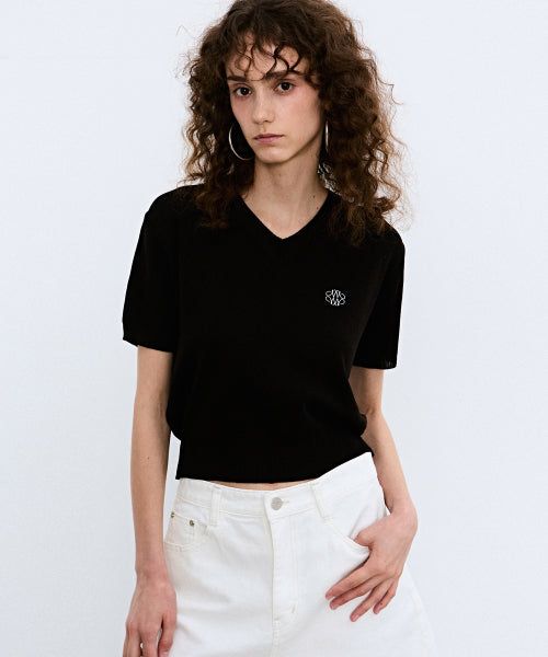 【V NECK SET】[2 PACK] MINIMAL LOGO KNIT PACKAGE _8 COLOR