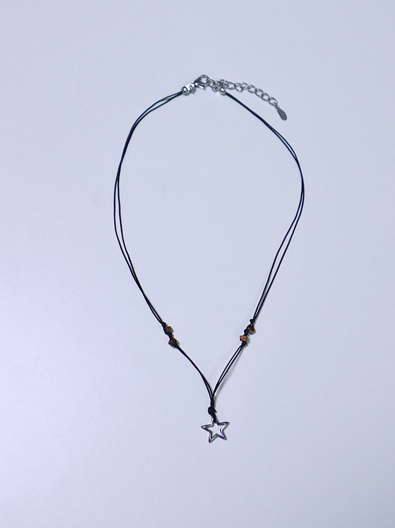 All surgical steel star gemstone string necklace