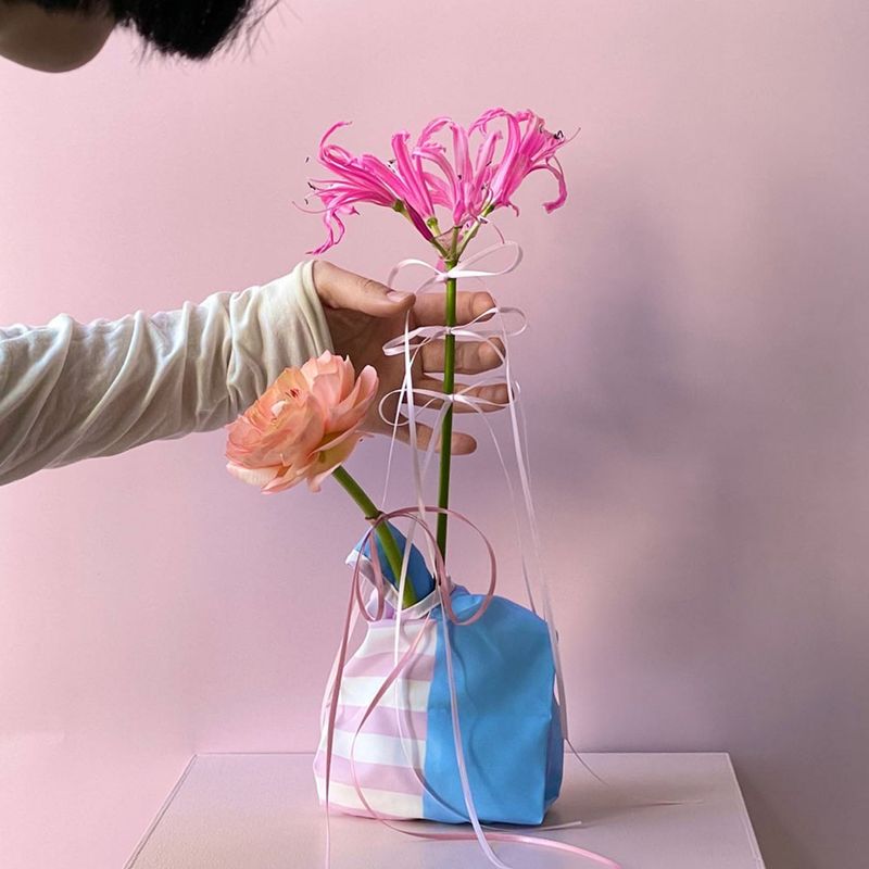 striped flower bag