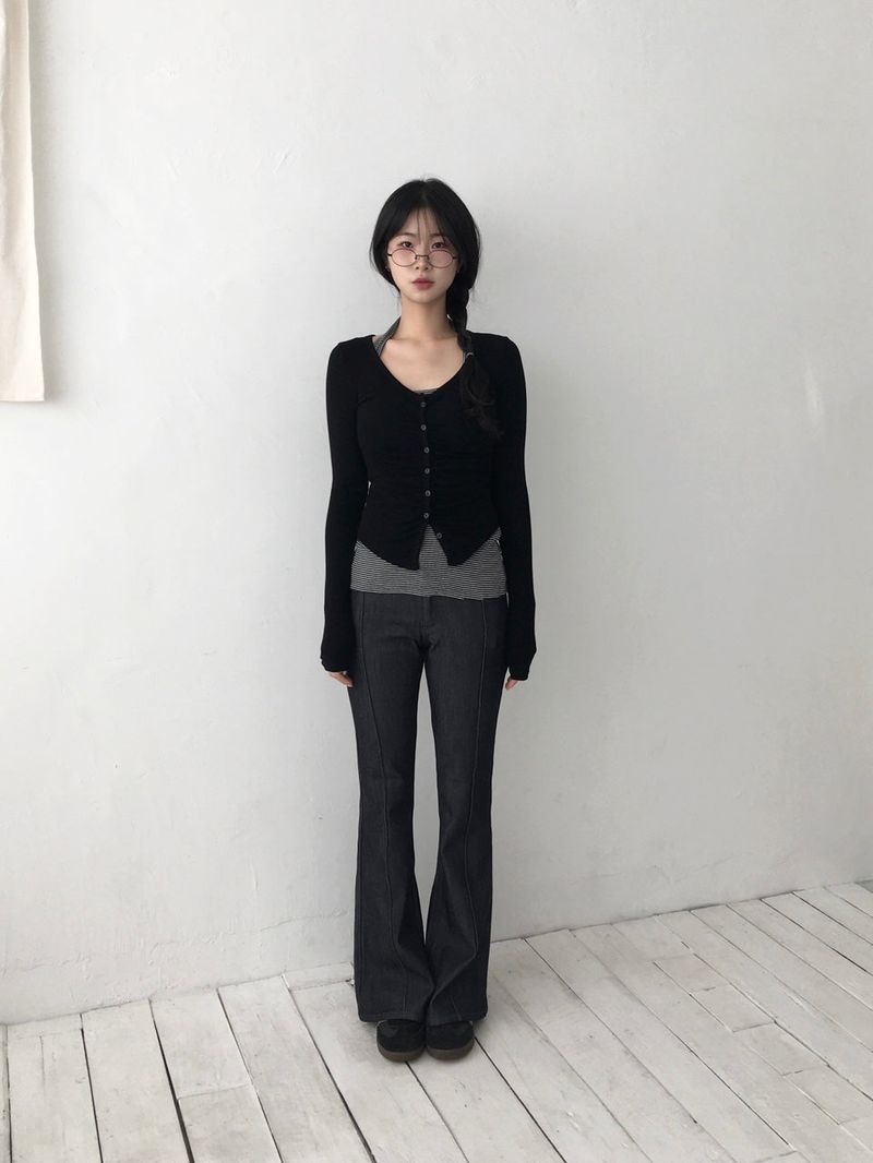 Shirring Slim Cardigan