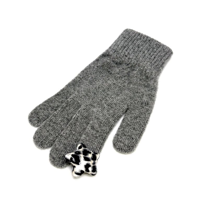 Star Wool Gloves [Grey Leopard]