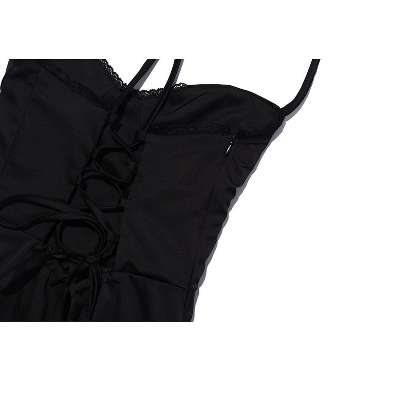 BOLD SLIP BACKLESS MINI ONEPIECE BLACK
