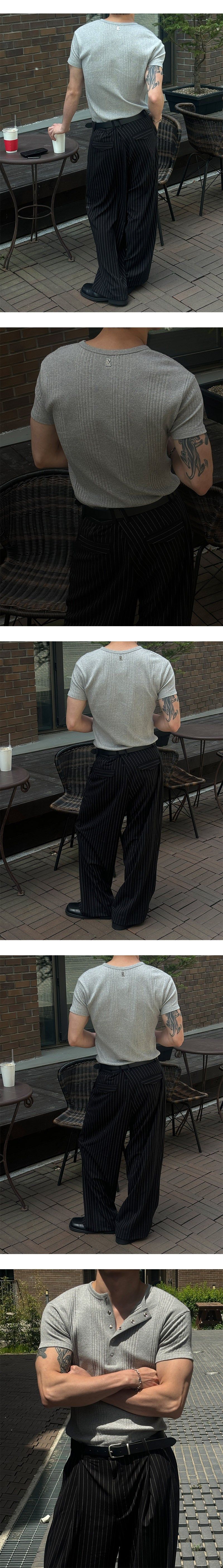  [S/S] Low stripe wide slacks(3color)