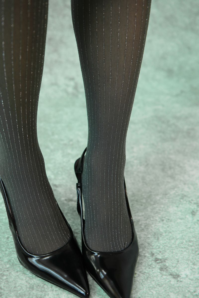 sparkle pinstripe tights (gray)