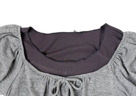 [Fake Layered] Hein Puff Ribbon Short Sleeve Layered T-Shirt Set