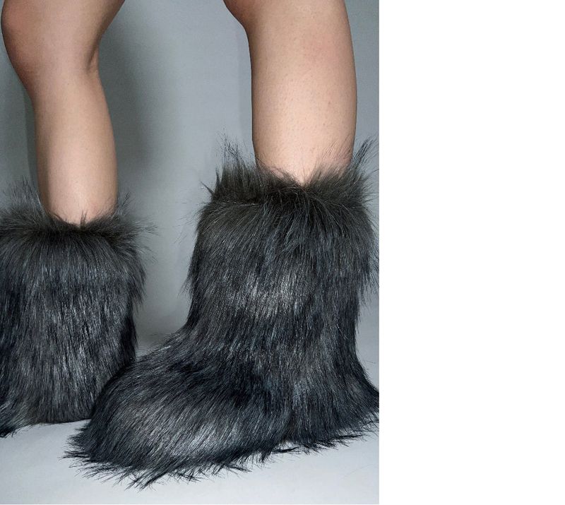 Soft eco fur middle boots (3 Color)