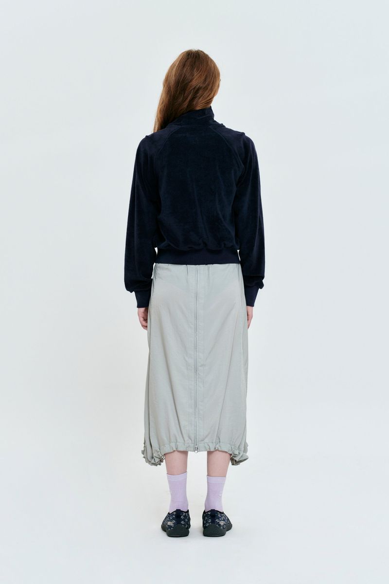 CHERRY TERRY HIGH NECK ZIP UP [DARK NAVY]