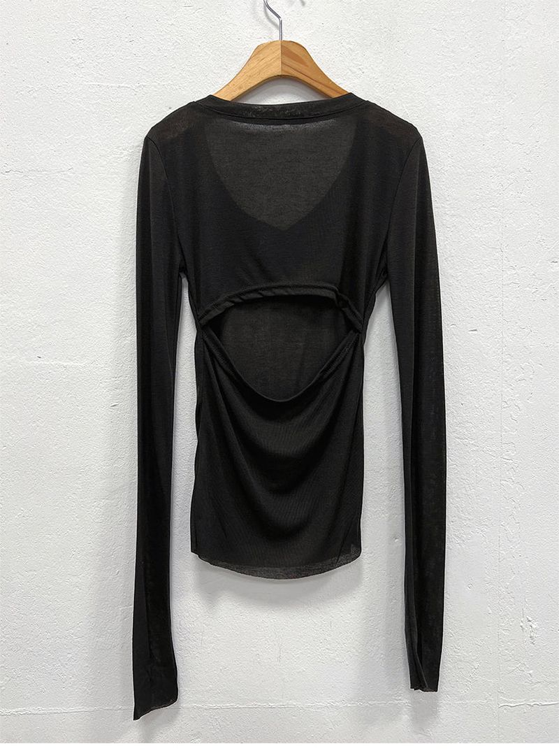 SLIM CUT OUT V NECK SLEEVE (2COLOR)