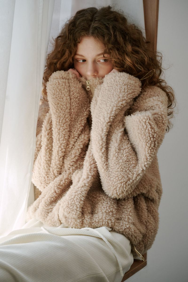 Boucle zip-up (Beige)