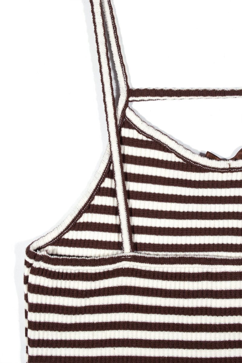 STRIPE RIBBON SLEEVELESS_Brown