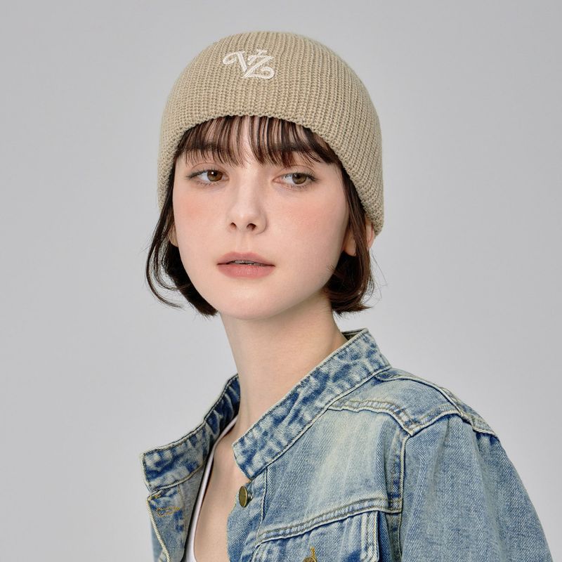 Leaf VZ Logo Washed Beanie / Beige
