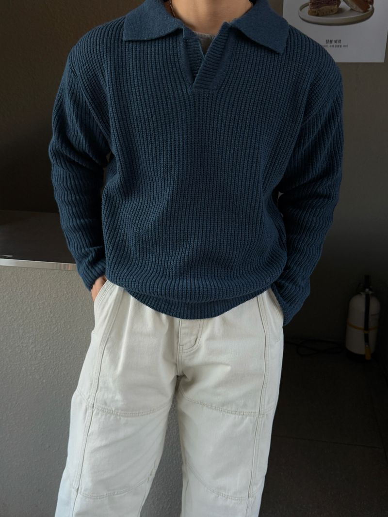 Open collar hachi knit