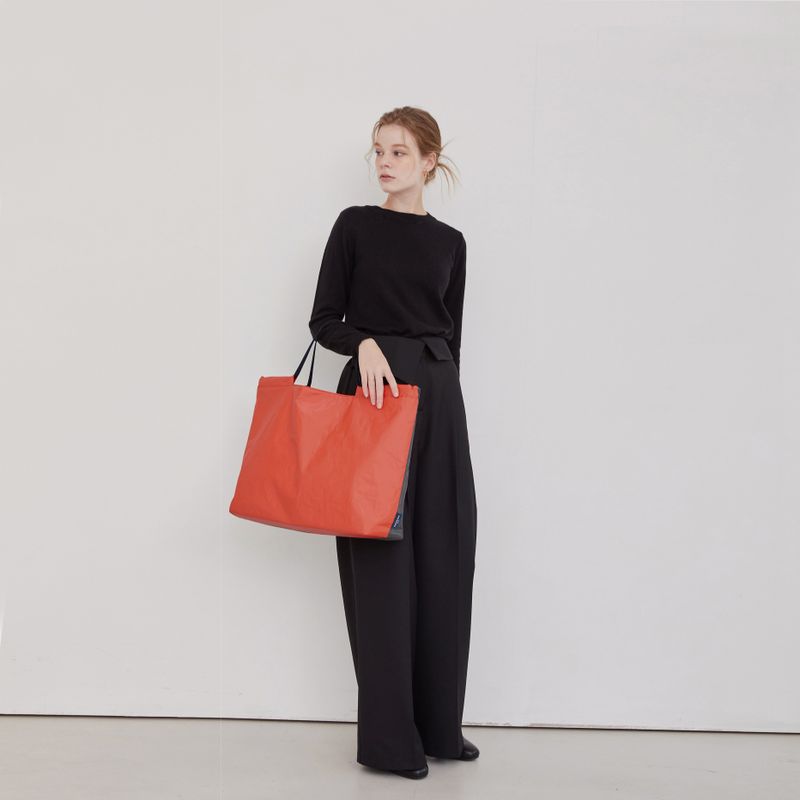 TYVEK FLEXIBLE BAG - Red Orange & Dark Gray (LARGE)