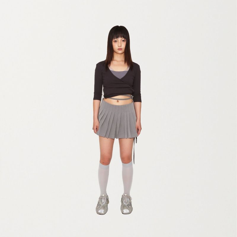 Lace button-up wrap T-shirt 003