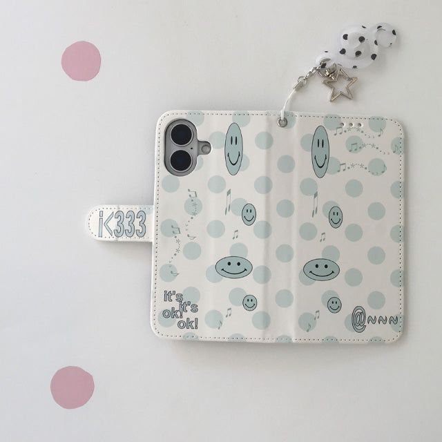 Dot dot smile skyblue diary wallet case