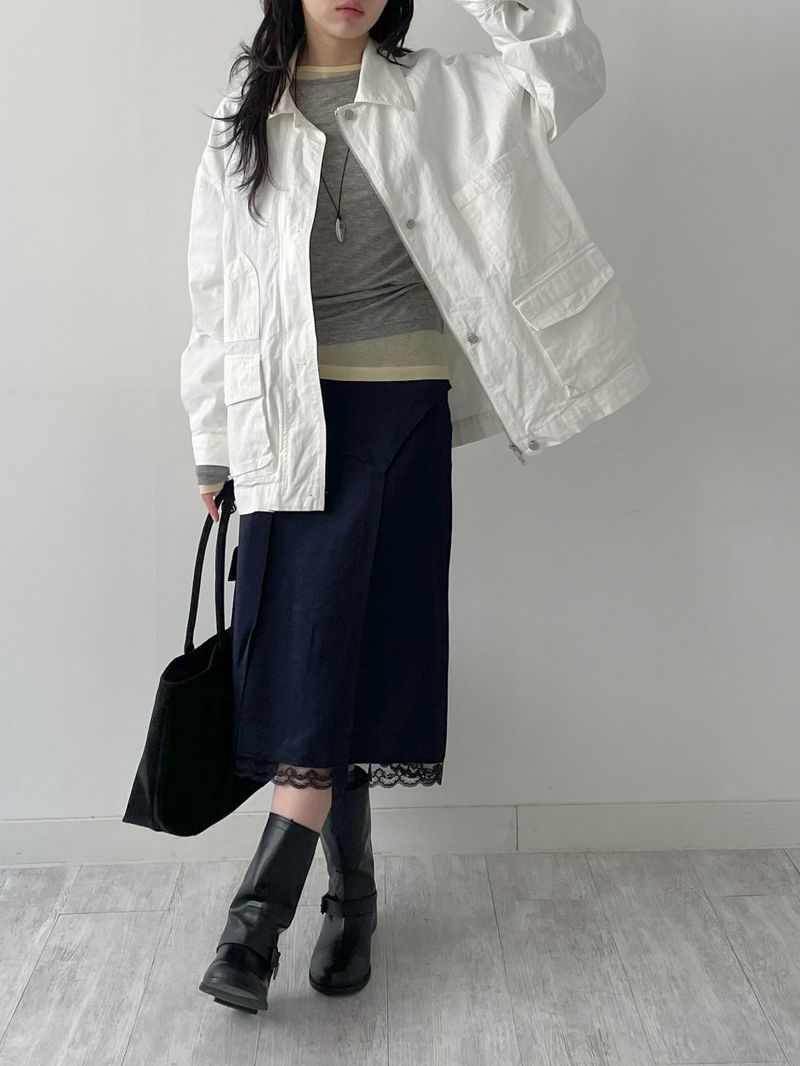 Fold Satin Lace Skirt