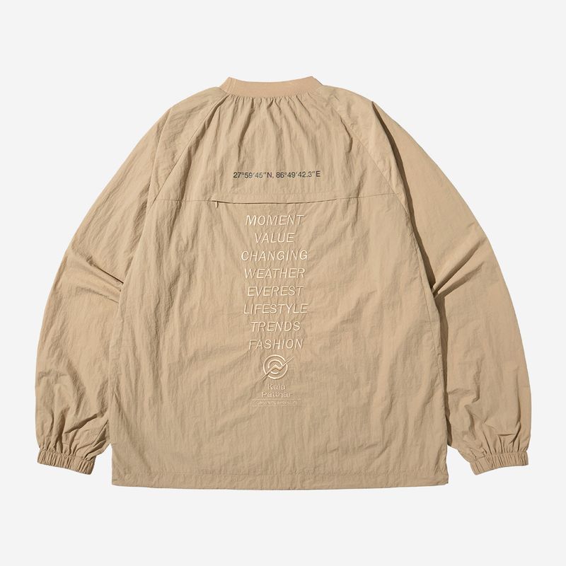 Nylon Seam Line Round Shirt - BEIGE