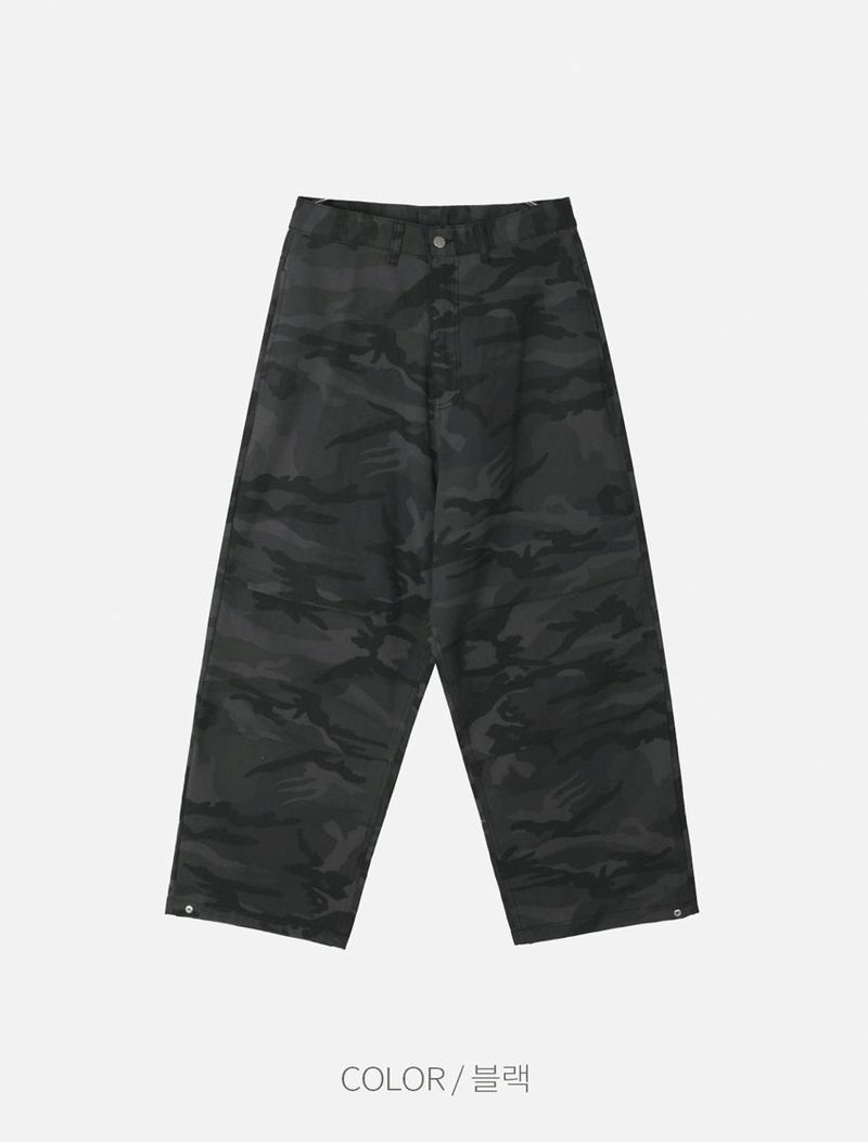 No.1377 camo washed snap wide PT