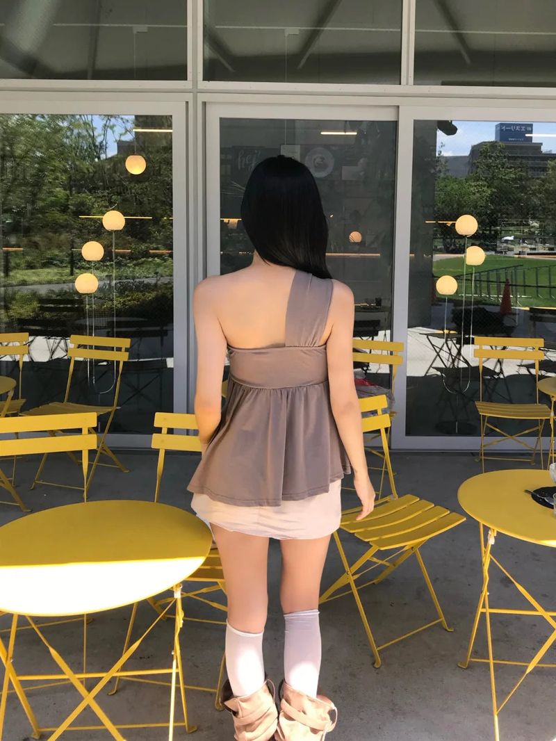 Coco Shirring Bustier Flare Sleeveless Top