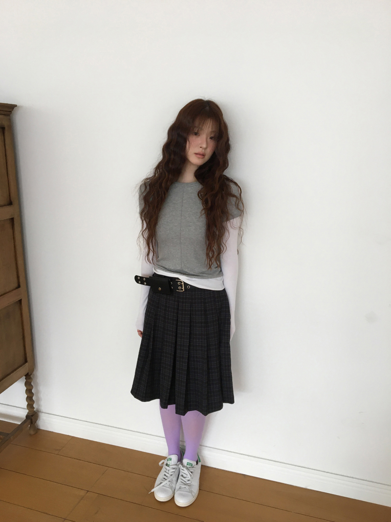 YWD PLAID PLEATS SKIRT (3color)